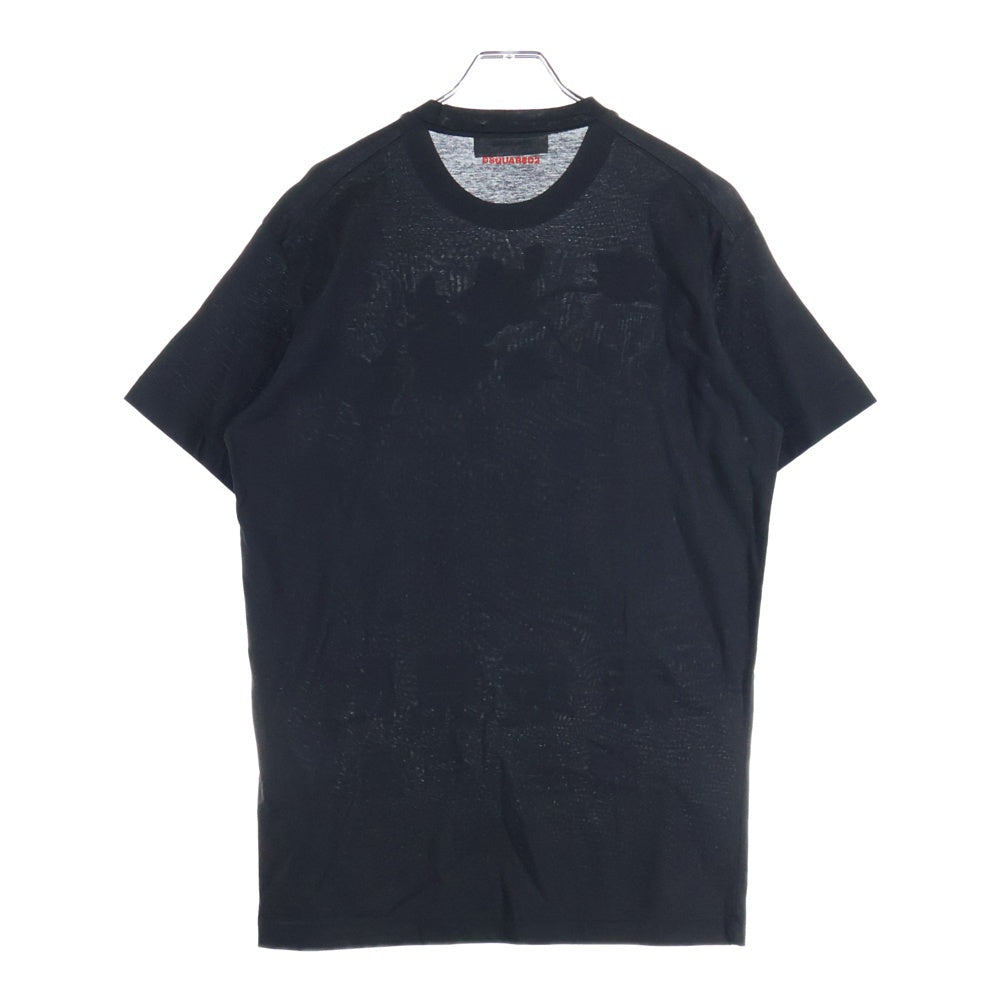 DSQUARED2(ディースクエアード) 桜 総柄プリント クルーネック半袖Tシャツカットソー ブラック S71GD0446 S22427