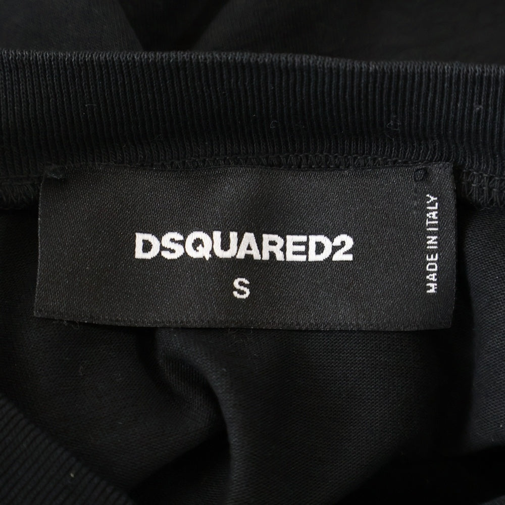 DSQUARED2(ディースクエアード) 桜 総柄プリント クルーネック半袖Tシャツカットソー ブラック S71GD0446 S22427