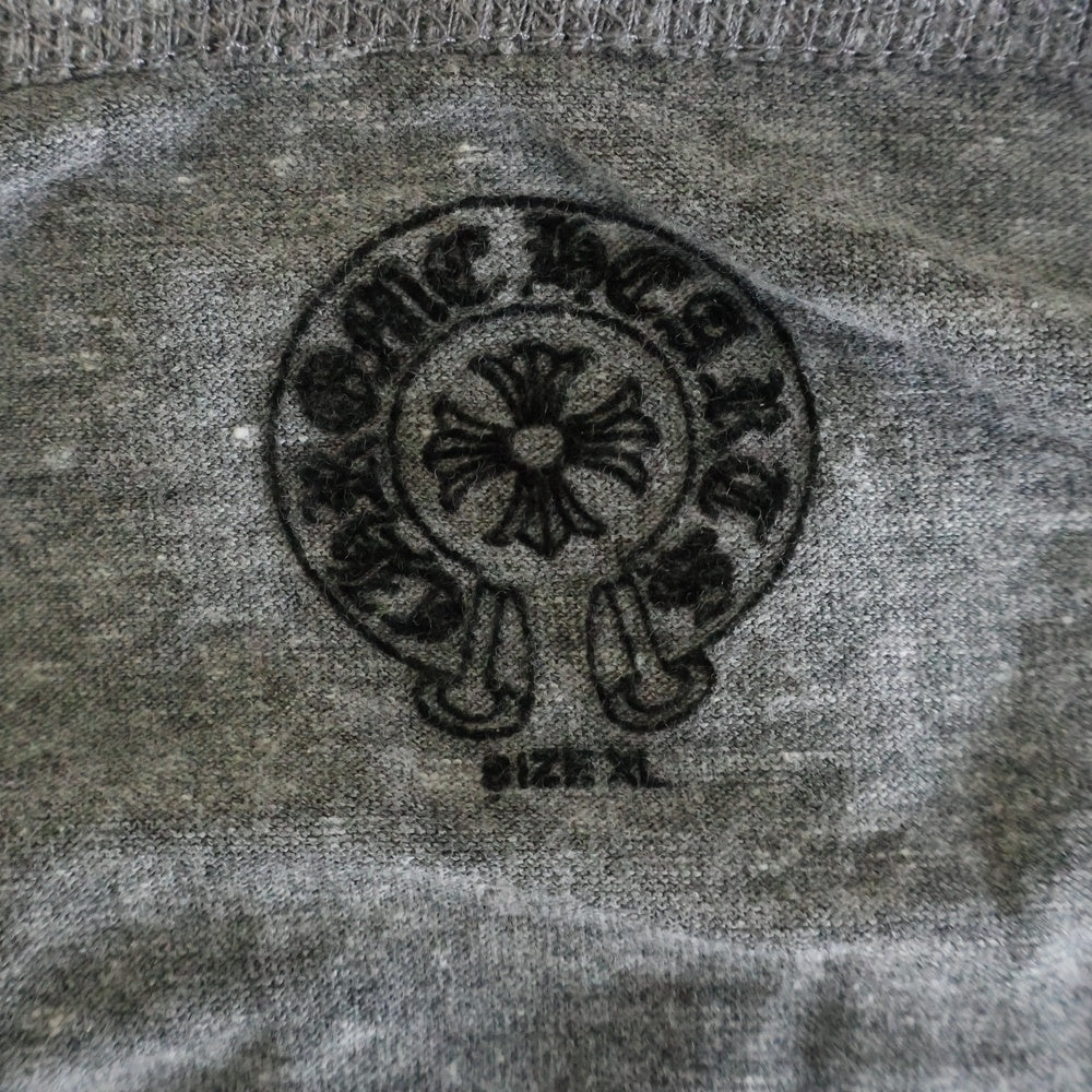 CHROME HEARTS(クロムハーツ) AMERICAN FLAG アメリカンフラッグ ヘンリーネック ラグランスリーブ 七分丈Tシャツ カットソー グレー