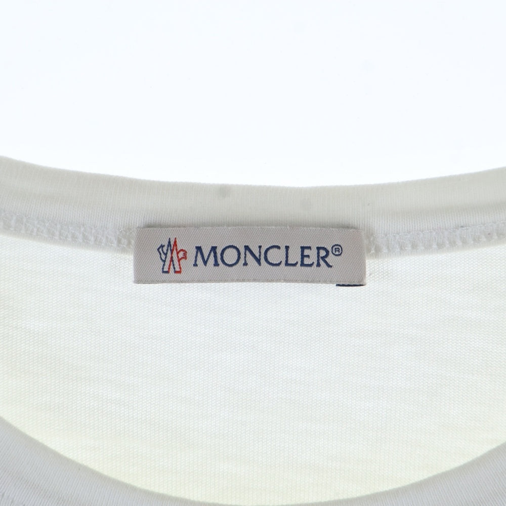 MONCLER(モンクレール) フロントロゴプリント クルーネック半袖Tシャツカットソー ホワイト D20918037250 8390T
