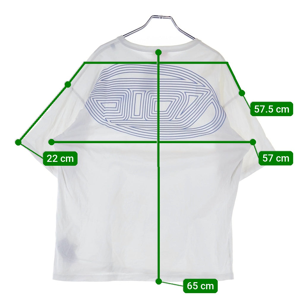 DIESEL(ディーゼル) フロントロゴ刺繍 バックDデザイン クルーネック半袖Tシャツカットソー ホワイト/ブルー A15164