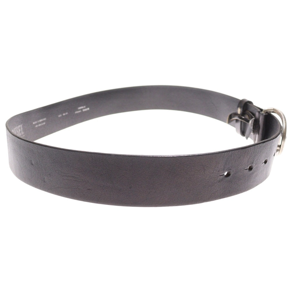 DIESEL(ディーゼル) オーバルDロゴ バックルレザーベルト ブラック/シルバー X08516