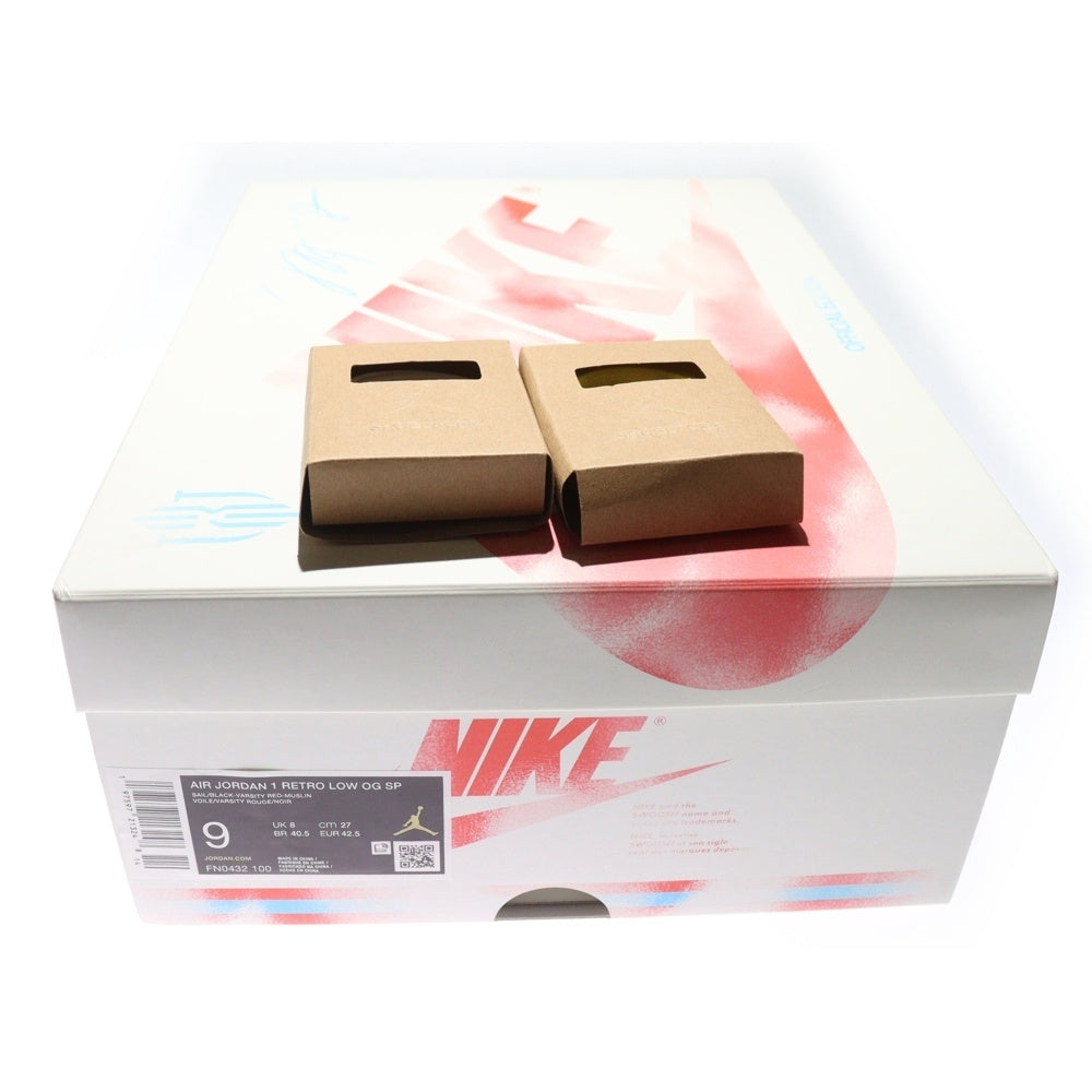 NIKE(ナイキ) ×Trophy Room Air Jordan 1 Low OG Sail and Varsity Red トロフィールーム エアジョーダン1 OG ローカットスニーカー レッド US9/27cm FN0432-100