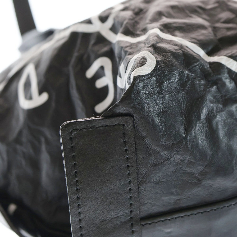 DUREN(デューレン) SOMEDAY 総柄 2WAYクリンクルレザー ショルダートートバッグ ブラック/ホワイト