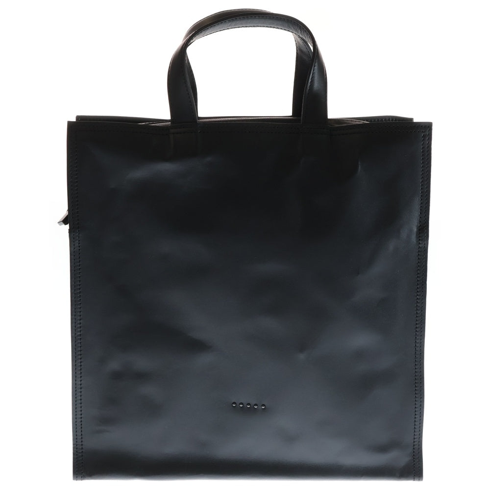 DUREN(デューレン) スタッズ付き クリンクルレザー ジップトートバッグ ブラック