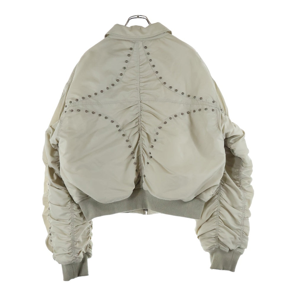 THUG CLUB(サグクラブ) スタッズ装飾 ボンバージャケット ベージュ TC24JP1302