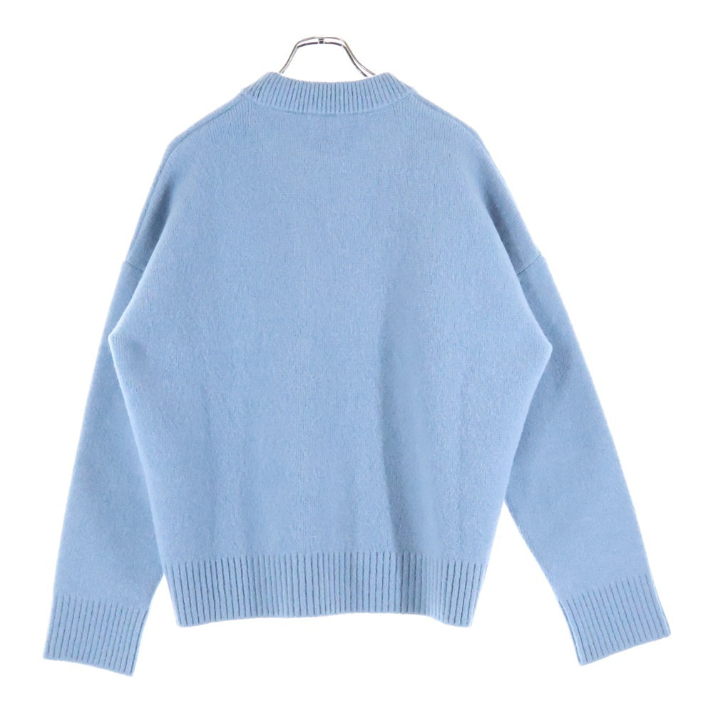 ami paris(アミパリス) ハートロゴ クルーネック長袖ニットセーター ライトブルー UKS836 KN0135