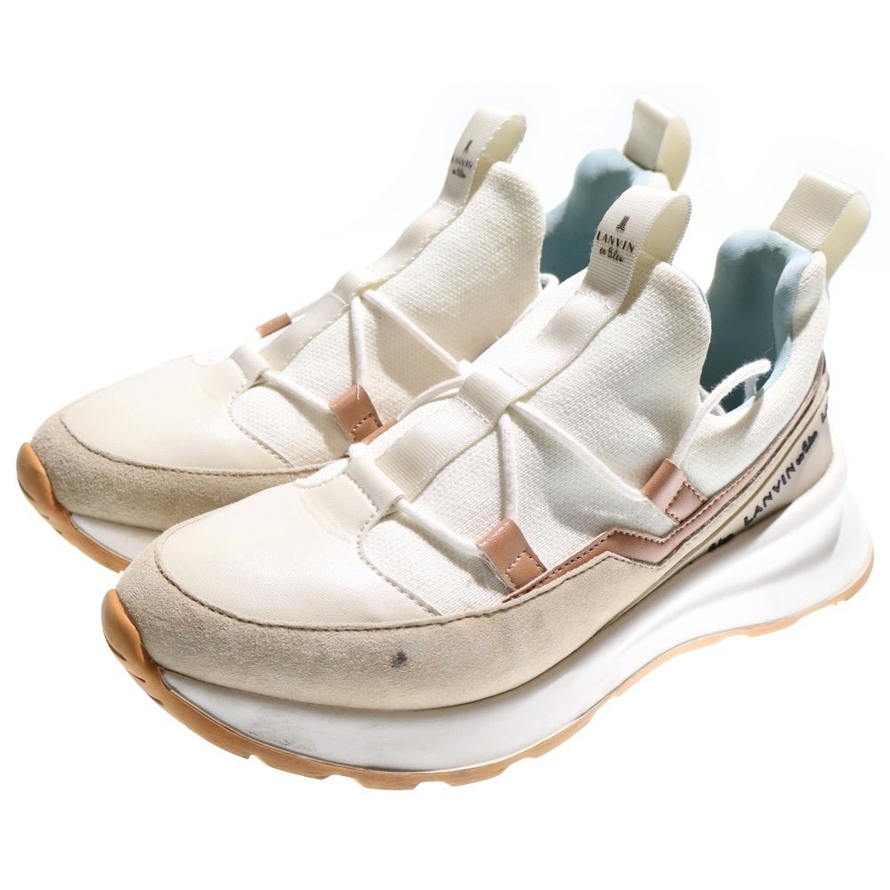 LANVIN(ランバン) ロゴラベル 厚底レースアップ ローカットスニーカー レディース ホワイト 2675