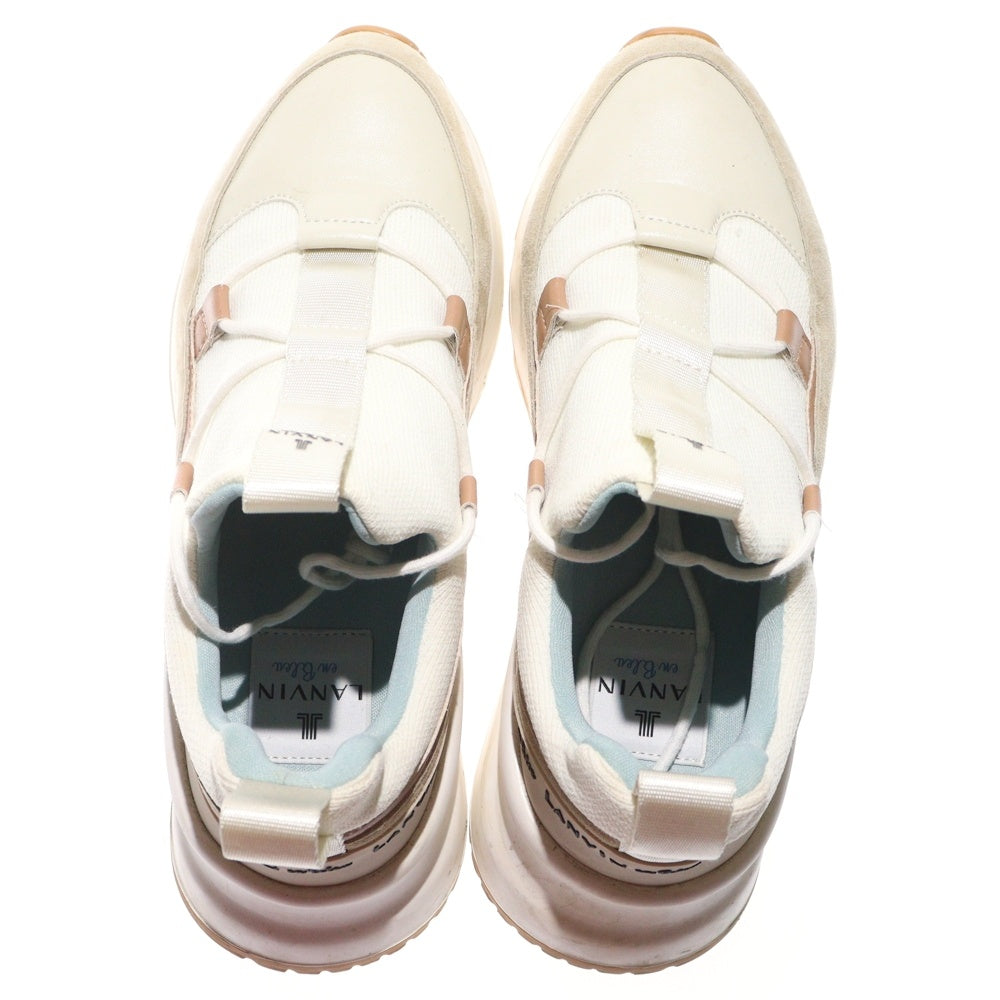 LANVIN(ランバン) ロゴラベル 厚底レースアップ ローカットスニーカー レディース ホワイト 2675