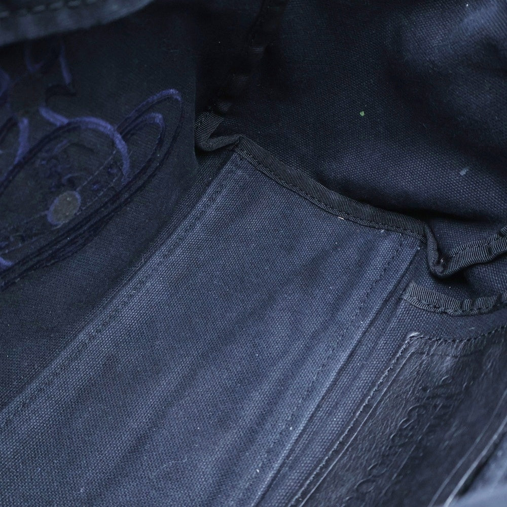 Vivienne Westwood Red Label(ヴィヴィアンウエストウッドレッドレーベル) ロゴ刺繍 キャンバスハンドショルダートートバッグ ブラック