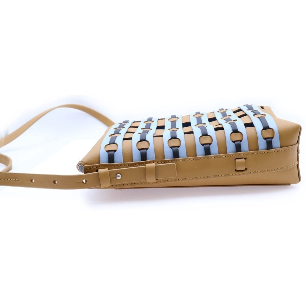 CAMPER(カンペール) レザーパンチングメッシュ ショルダーバッグ ブラウン/ライトブルー 52684-33 レディース