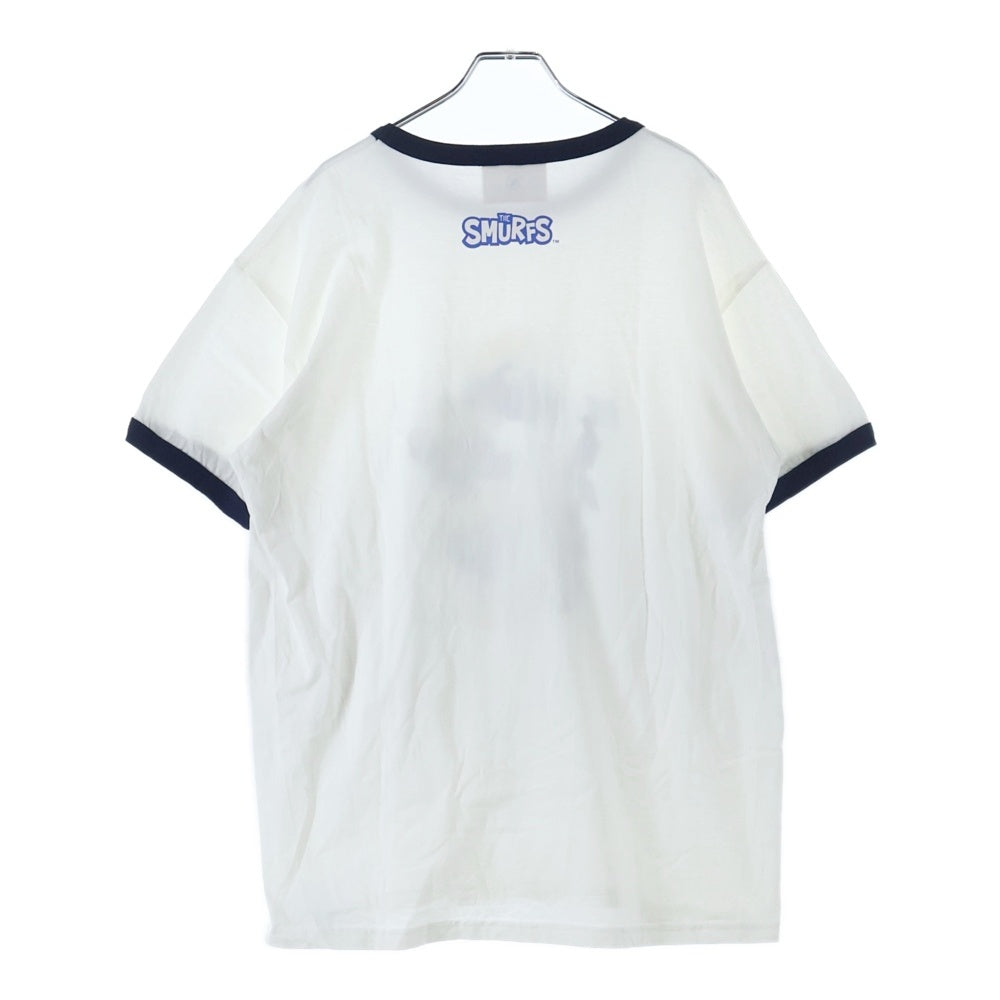 WIND AND SEA(ウィンダンシー) スマーフ プリント リンガー クルーネック 半袖Tシャツ カットソー ホワイト WDS-C-SMF-24-Q4-06