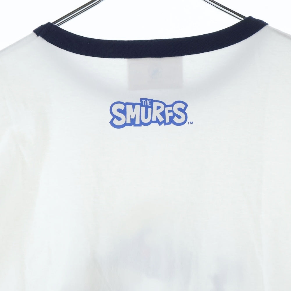 WIND AND SEA(ウィンダンシー) スマーフ プリント リンガー クルーネック 半袖Tシャツ カットソー ホワイト WDS-C-SMF-24-Q4-06