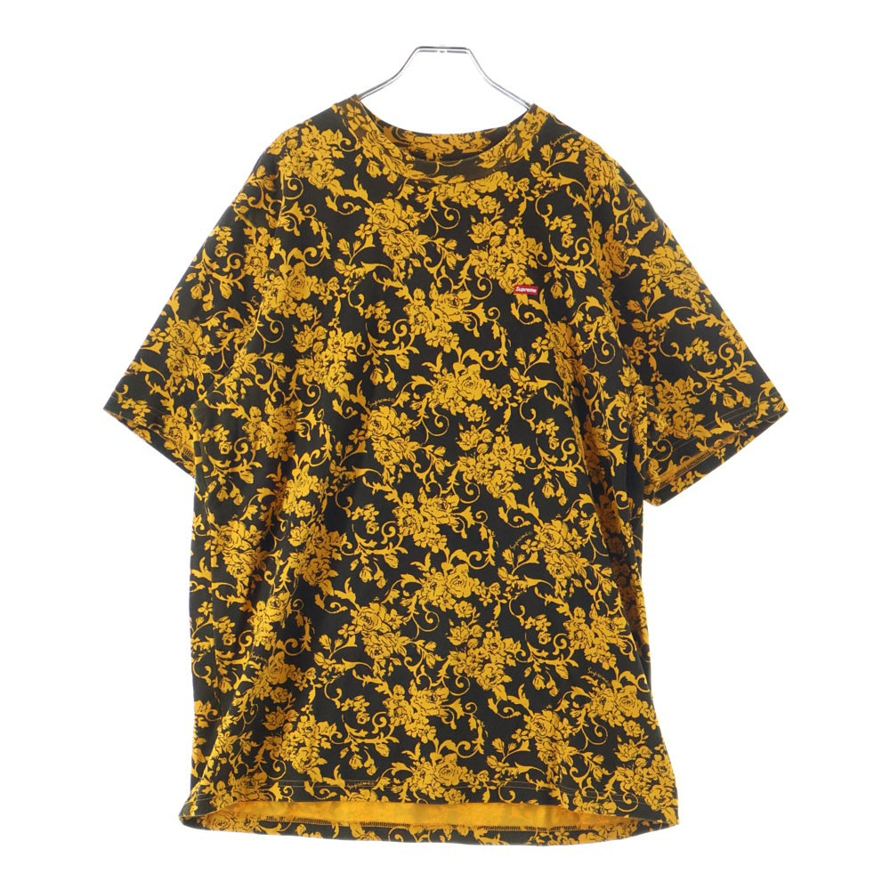 SUPREME(シュプリーム) 20SS Small Box Tee Black Floral フローラル スモールボックス ロゴ刺繍 クルーネック 半袖Tシャツ カットソー ブラック/イエロー