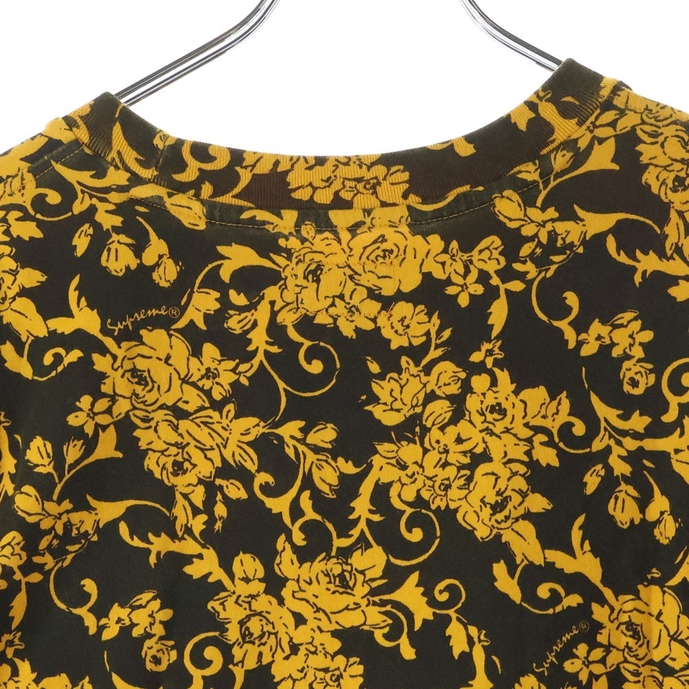 SUPREME(シュプリーム) 20SS Small Box Tee Black Floral フローラル スモールボックス ロゴ刺繍 クルーネック 半袖Tシャツ カットソー ブラック/イエロー