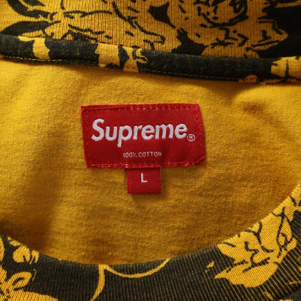 SUPREME(シュプリーム) 20SS Small Box Tee Black Floral フローラル スモールボックス ロゴ刺繍 クルーネック 半袖Tシャツ カットソー ブラック/イエロー