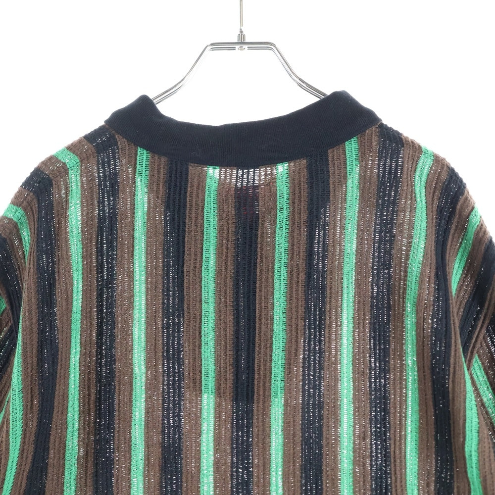 SUPREME(シュプリーム) 22SS Open Knit Stripe Zip Polo オープン ニット ストライプ ジップ 半袖ポロシャツ ブラック/グリーン/ブラウン
