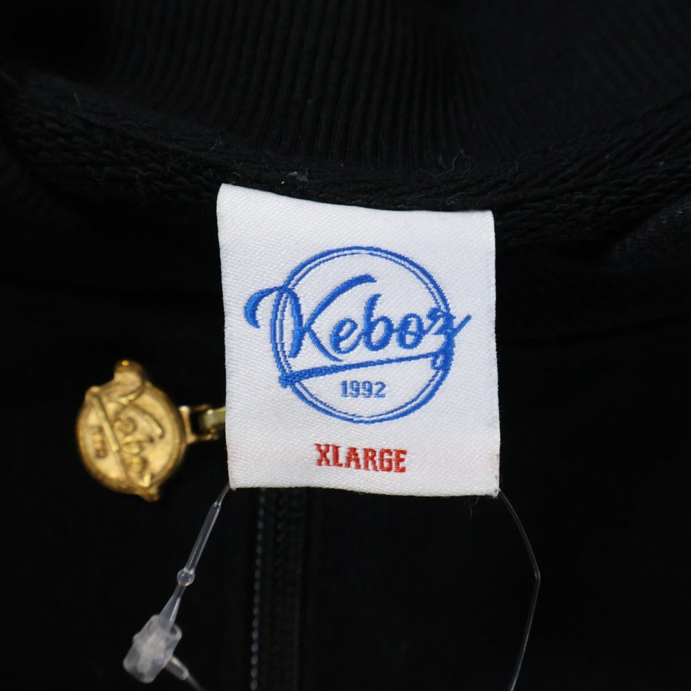 KEBOZ(ケボズ) 胸ロゴワッペン ハーフジップスウェットトレーナー ブラック