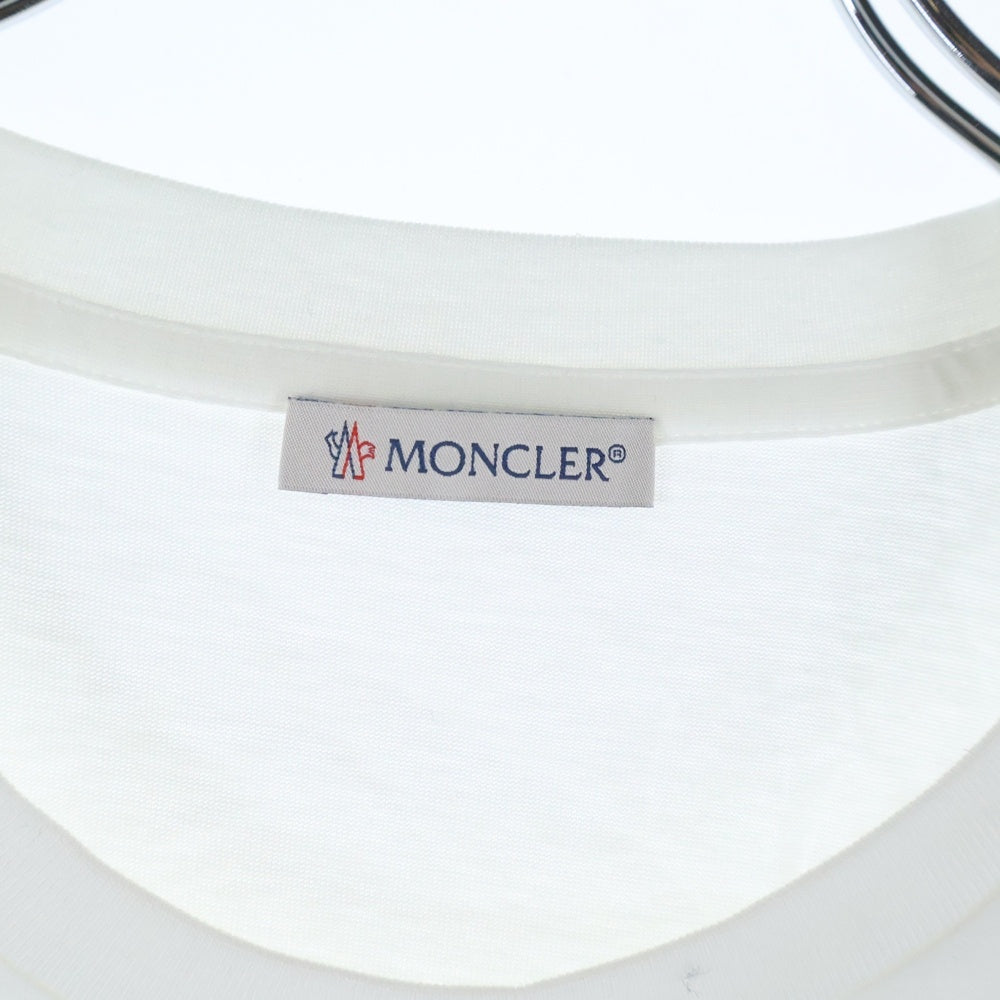 MONCLER(モンクレール) SS T-SHIRT ラインストーンロゴ クルーネック半袖Tシャツカットソー ホワイト F20938C77110 V8058