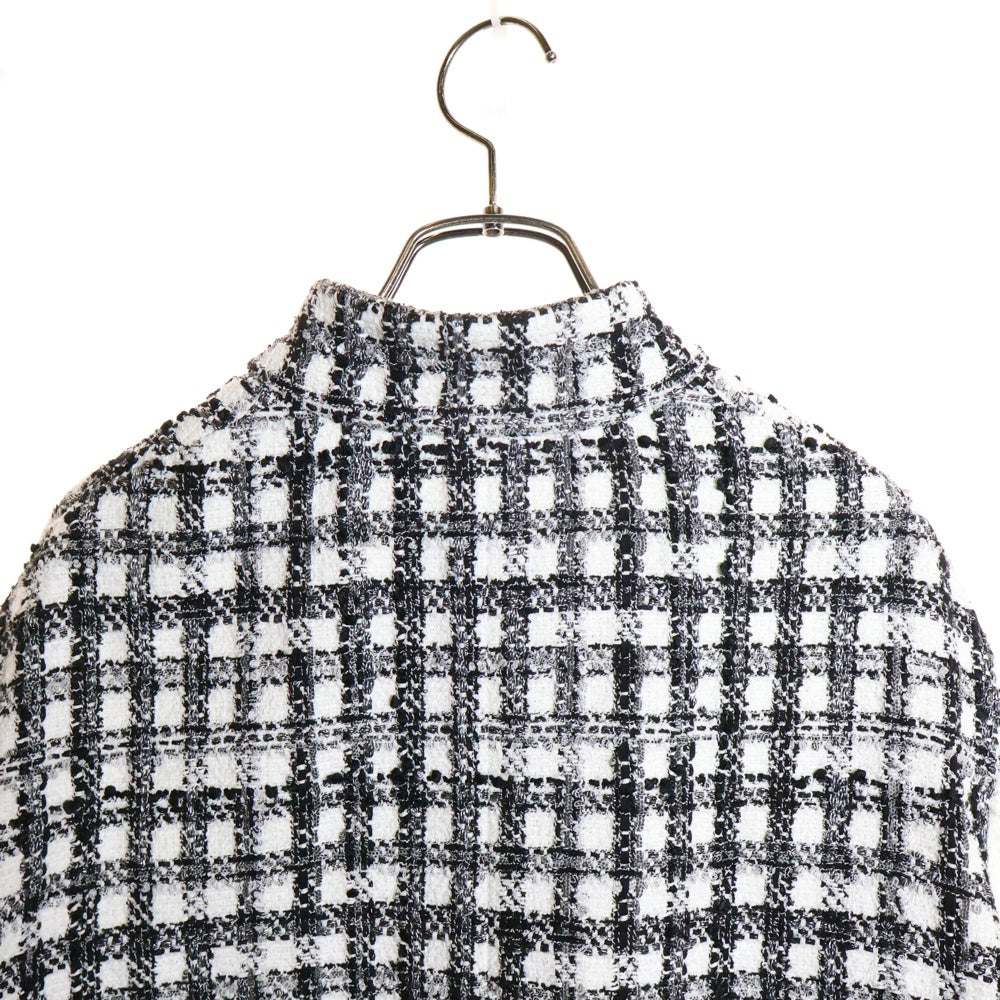CHANEL(シャネル) 25SS ココマークボタン パール装飾 ギンガムチェック ツイードジャケット ホワイト/ブラック P79009V71198
