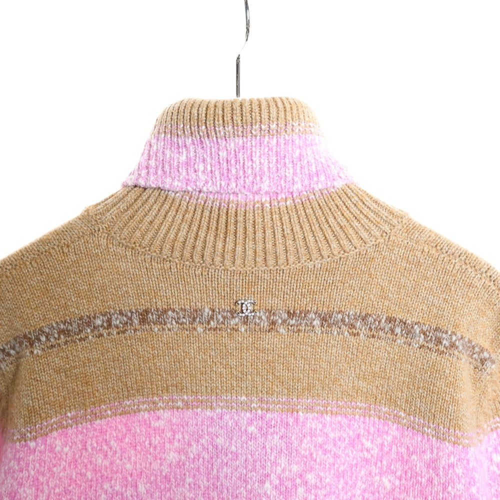 CHANEL(シャネル) ココネージュ タートルネック マルチボーダー ニットセーター ピンク/ブラウン P77381K11233