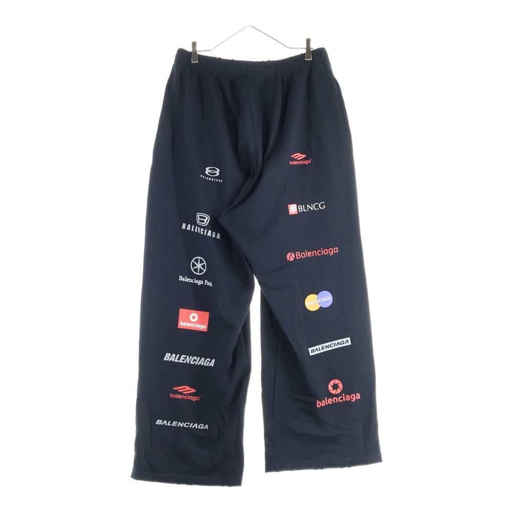 BALENCIAGA(バレンシアガ) F1 TOP LEAGUE BAGGY ダメージ加工 マルチロゴプリント トップリーグバギーパンツ ブラック 767853 TPVF1