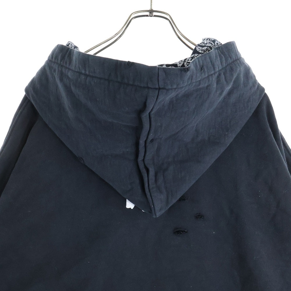 cvtvlist(カタリスト) 23AW 3D LOGO USUAL HOODIE ヴィンテージクラッシュ加工 ロゴスウェットフーディーパーカー ブラック 230190301