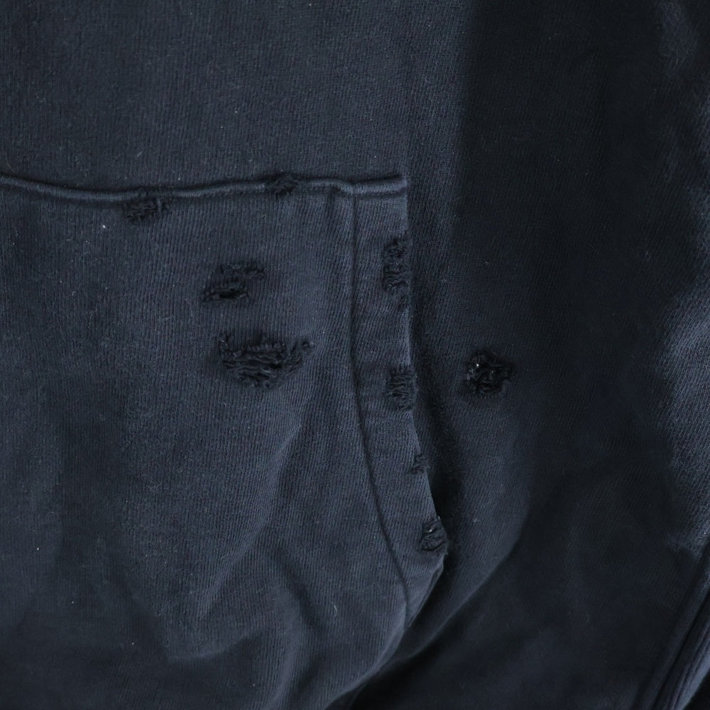 cvtvlist(カタリスト) 23AW 3D LOGO USUAL HOODIE ヴィンテージクラッシュ加工 ロゴスウェットフーディーパーカー ブラック 230190301