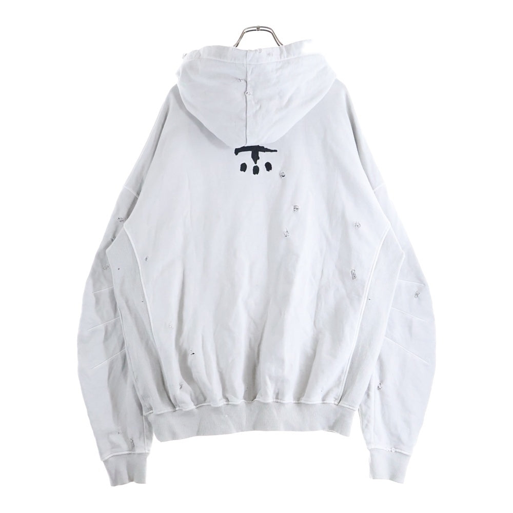 cvtvlist(カタリスト) 23AW 3D LOGO USUAL HOODIE ヴィンテージクラッシュ加工 ロゴスウェットフーディーパーカー ホワイト 230190301