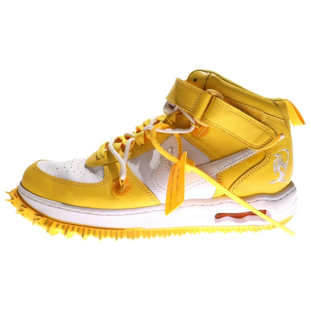 NIKE(ナイキ) ×OFF-WHITE AIR FORCE 1 MID SP LTHR オフホワイト エア フォース 1 ミッドカットスニーカー ホワイト/イエロー US10/28cm DR0500-101