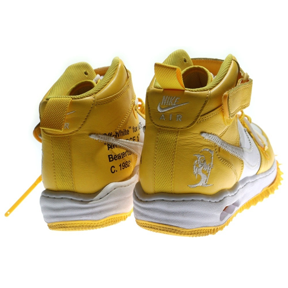 NIKE(ナイキ) ×OFF-WHITE AIR FORCE 1 MID SP LTHR オフホワイト エア フォース 1 ミッドカットスニーカー ホワイト/イエロー US10/28cm DR0500-101