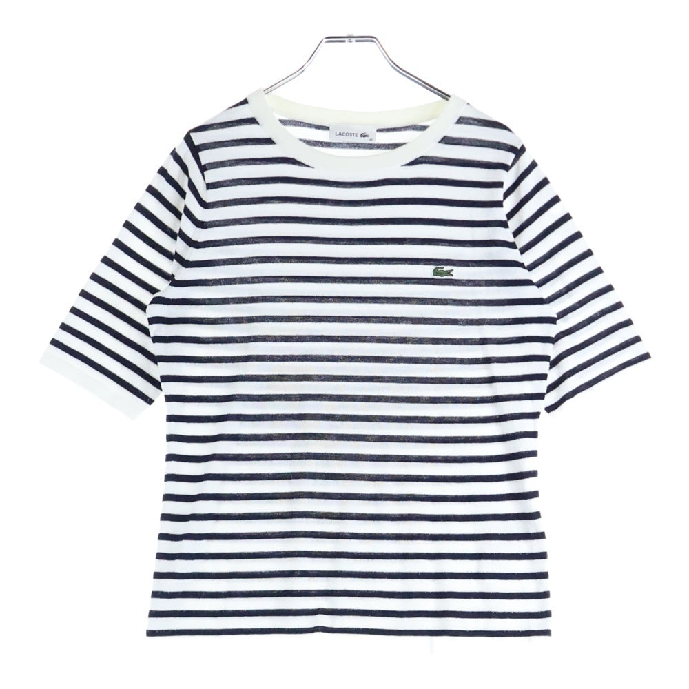 LACOSTE(ラコステ) クールマックスボーダー ニット 半袖Tシャツ/カットソー ホワイト/ブラック AF910EL
