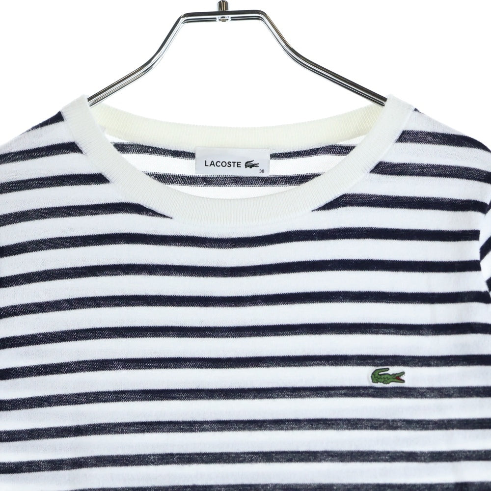 LACOSTE(ラコステ) クールマックスボーダー ニット 半袖Tシャツ/カットソー ホワイト/ブラック AF910EL