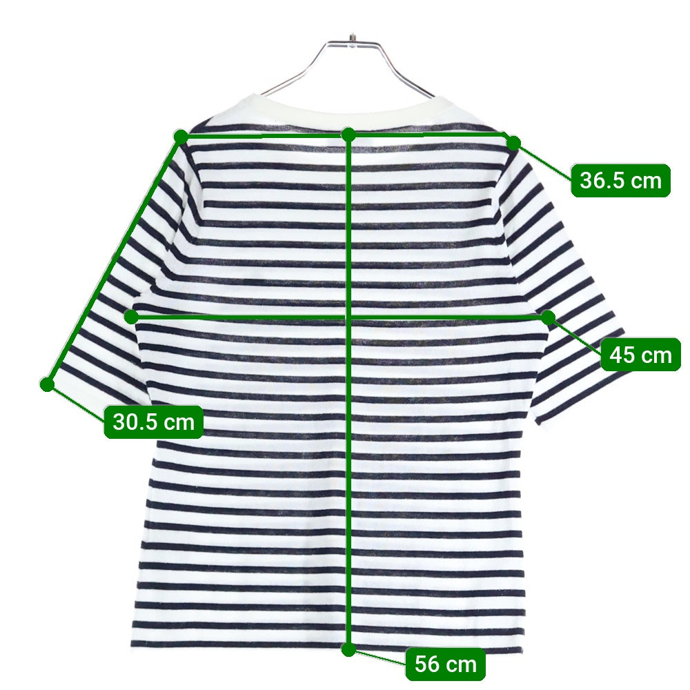 LACOSTE(ラコステ) クールマックスボーダー ニット 半袖Tシャツ/カットソー ホワイト/ブラック AF910EL