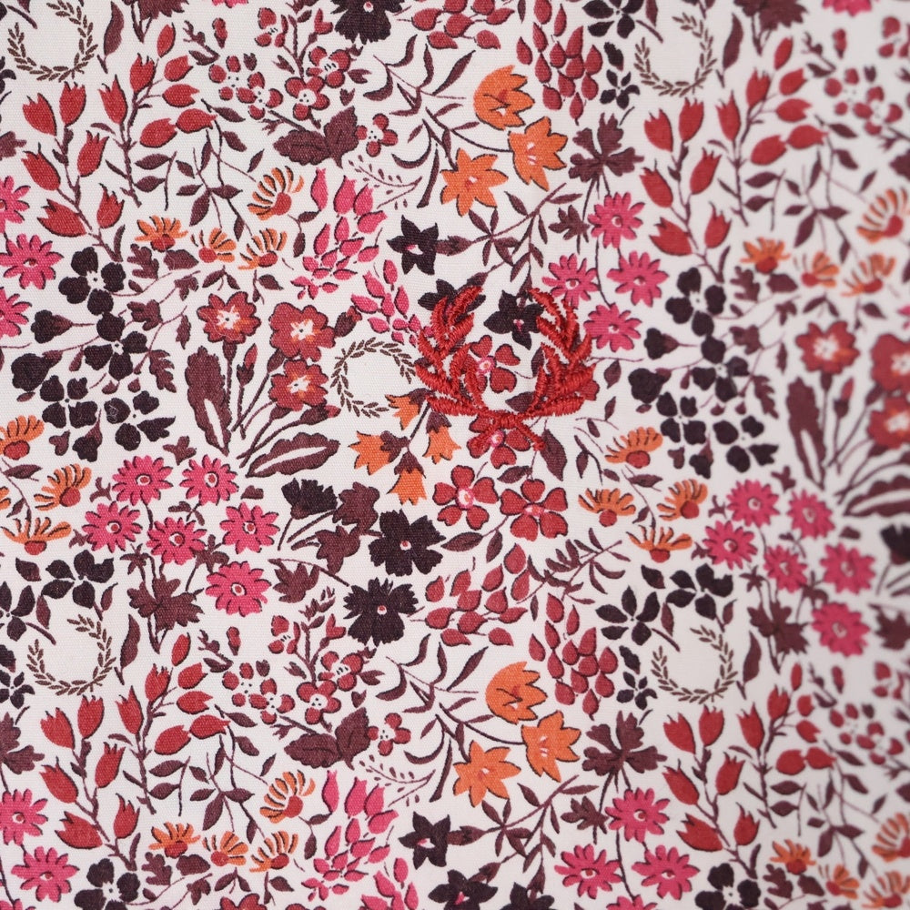 FRED PERRY(フレッドペリー) 月桂樹ロゴ 総柄長袖シャツ レッド F4301