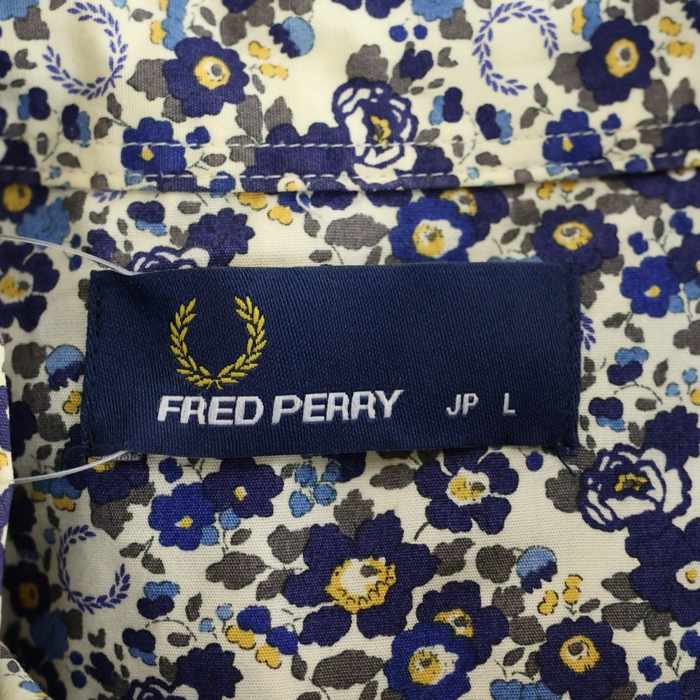 FRED PERRY(フレッドペリー) 月桂樹ロゴ 総柄長袖シャツ ブルー F4274