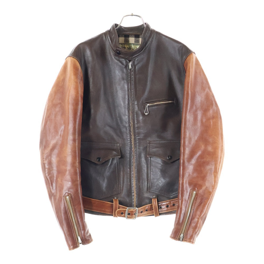 JOE McCOY(ジョーマッコイ) 復刻 レプリカ 30s ハト目ジップ ホースハイド 袖切り替えシングルライダースジャケット ブラウン