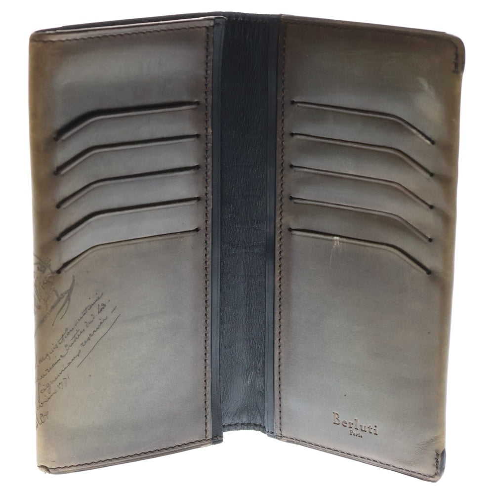 Berluti(ベルルッティ) カリグラフィ エスパス エン スクリットロングウォレット 二つ折り財布 ブラウン