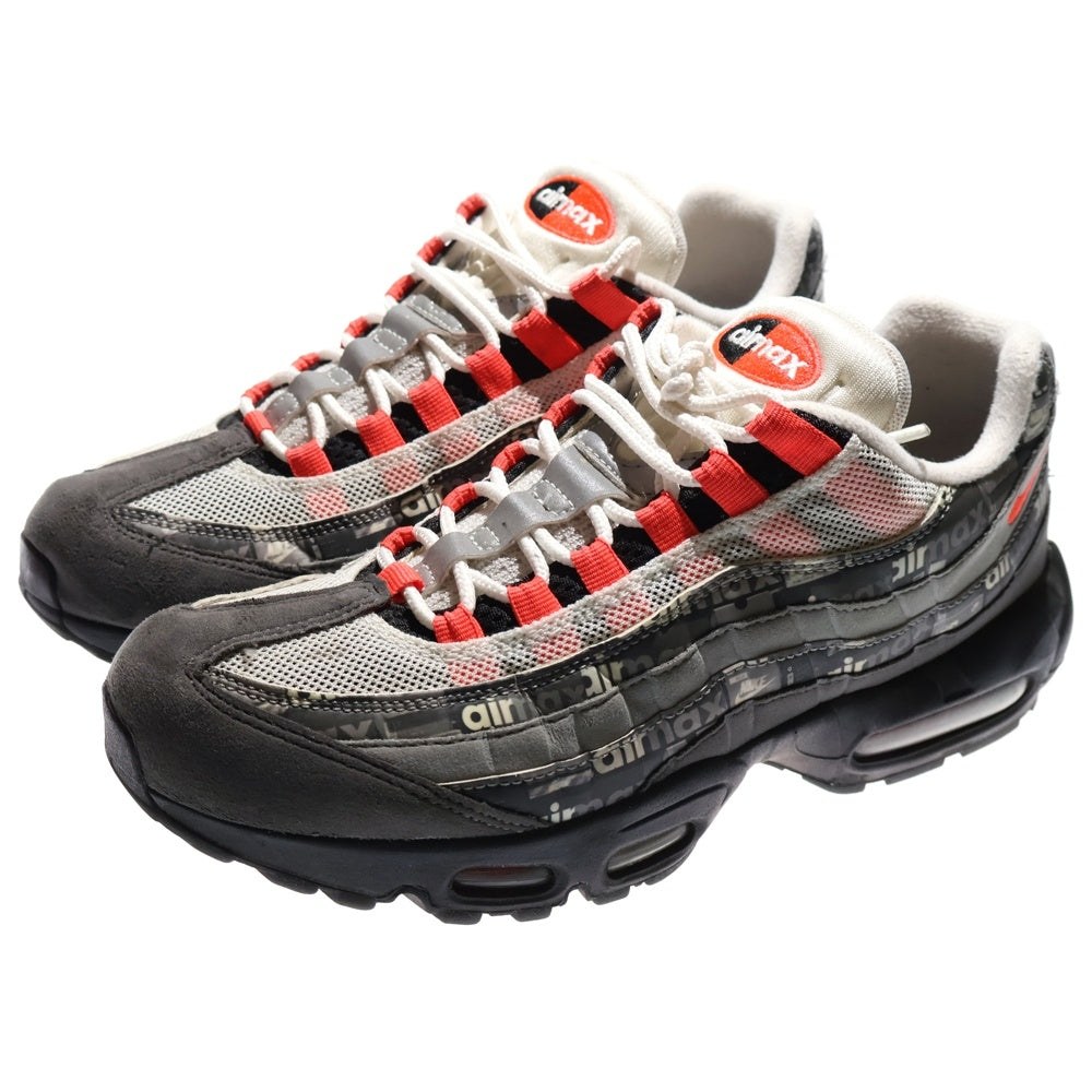 NIKE(ナイキ) × ATMOS AIR MAX 95 PRNT WE LOVE NIKE アトモス エアマックス95 ローカットスニーカー グレー/レッド US8.5/26.5cm AQ0925-002