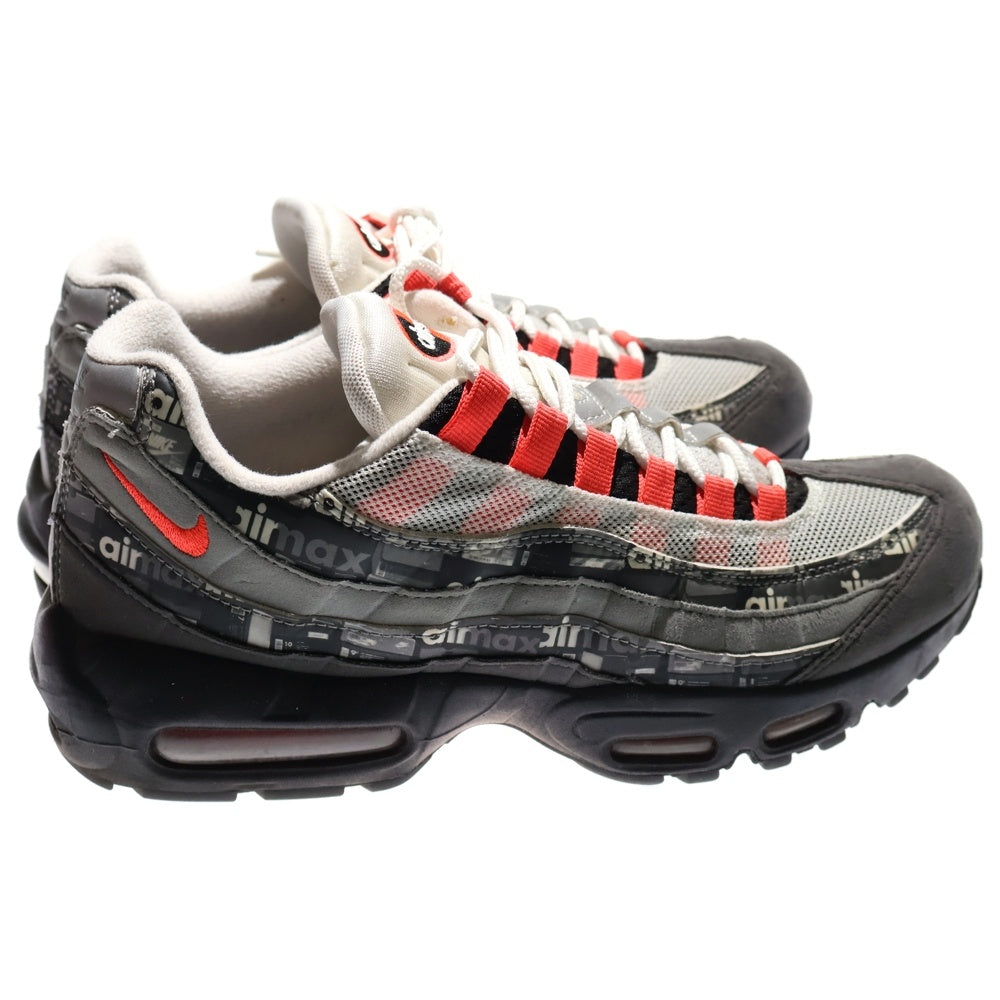 NIKE(ナイキ) × ATMOS AIR MAX 95 PRNT WE LOVE NIKE アトモス エアマックス95 ローカットスニーカー グレー/レッド US8.5/26.5cm AQ0925-002