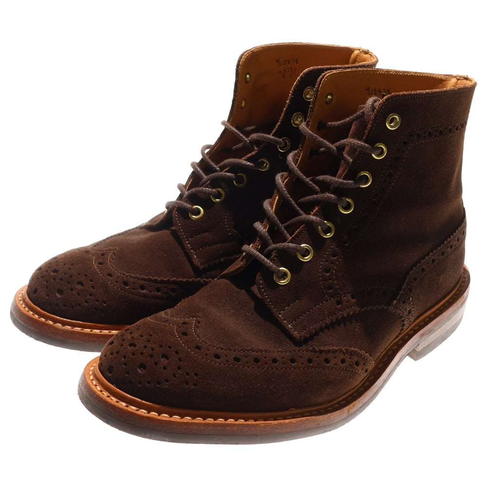 Tricker's(トリッカーズ) ウイングチップ スウェード カントリーブーツ レースアップ ブラウン 913818