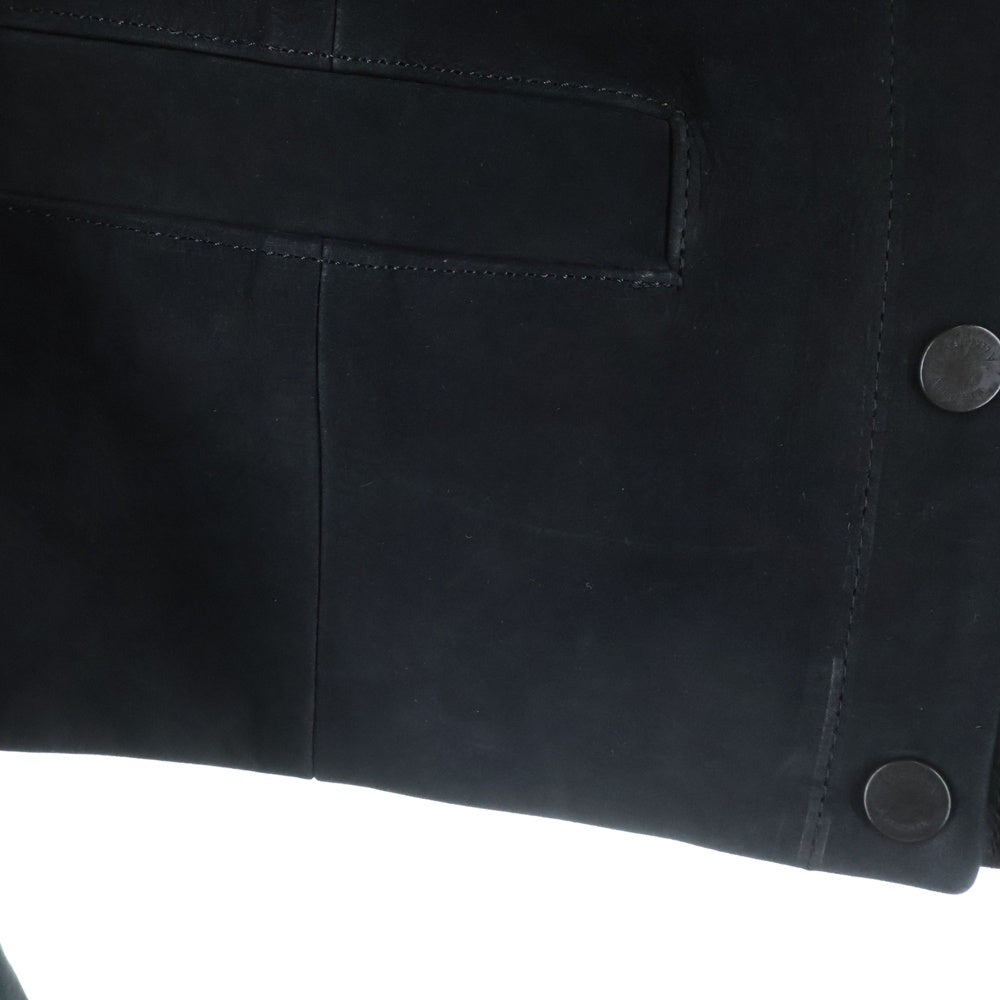 NO BRAND(ノーブランド) A LEATHER エーレザー CARDIGAN JACKET ノーカラースウェードレザージャケット レディース ブラック AWJ2403
