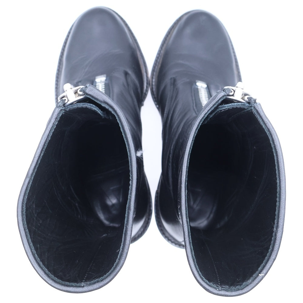 A LEATHER(エーレザー) フロントジップレザーハイヒールショートブーツ レディース ブラック ALHB1