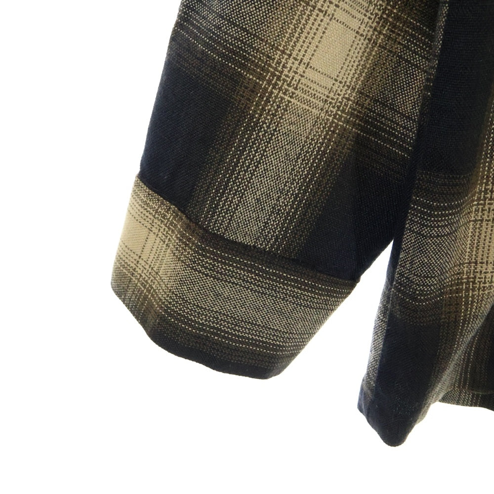 NO BRAND(ノーブランド) CalTop ワッペン ロゴ フランネルシャツ 長袖シャツ ブラック/イエロー