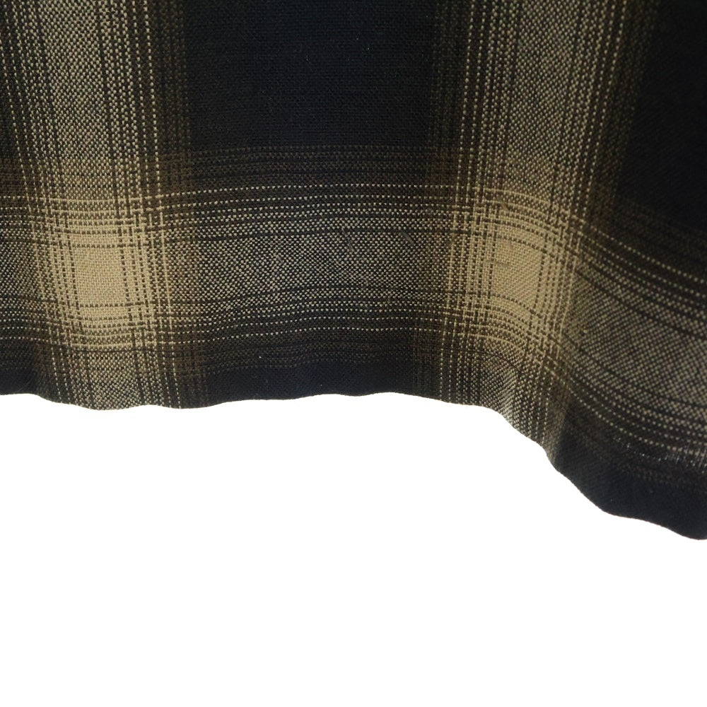 NO BRAND(ノーブランド) CalTop ワッペン ロゴ フランネルシャツ 長袖シャツ ブラック/イエロー