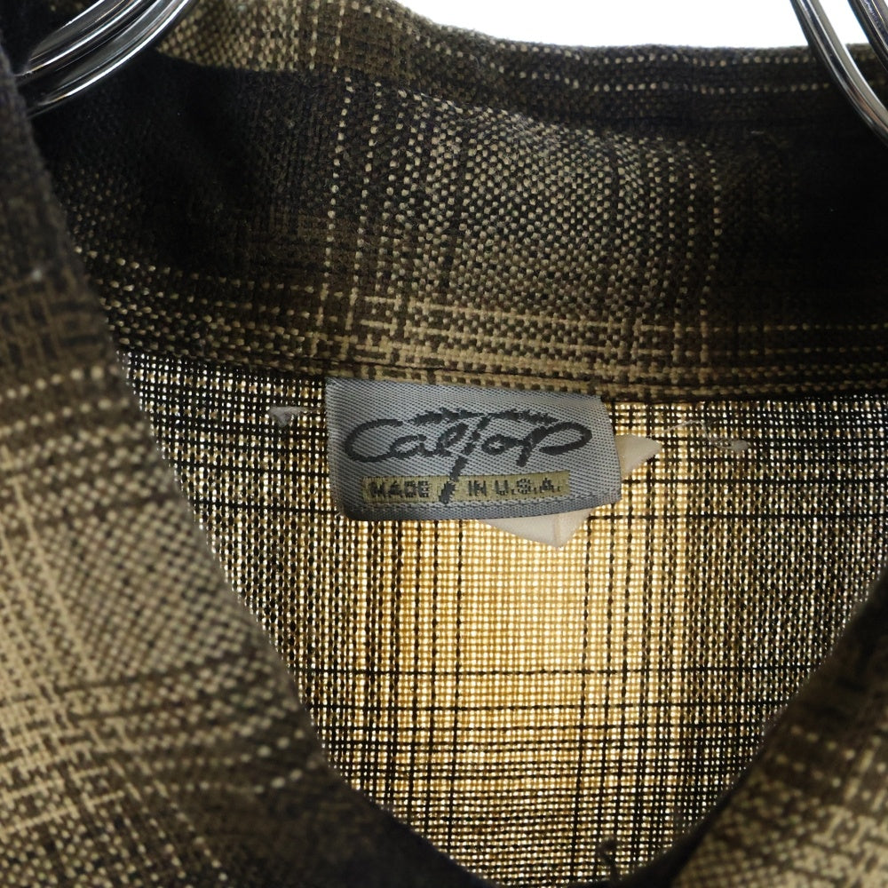 NO BRAND(ノーブランド) CalTop ワッペン ロゴ フランネルシャツ 長袖シャツ ブラック/イエロー