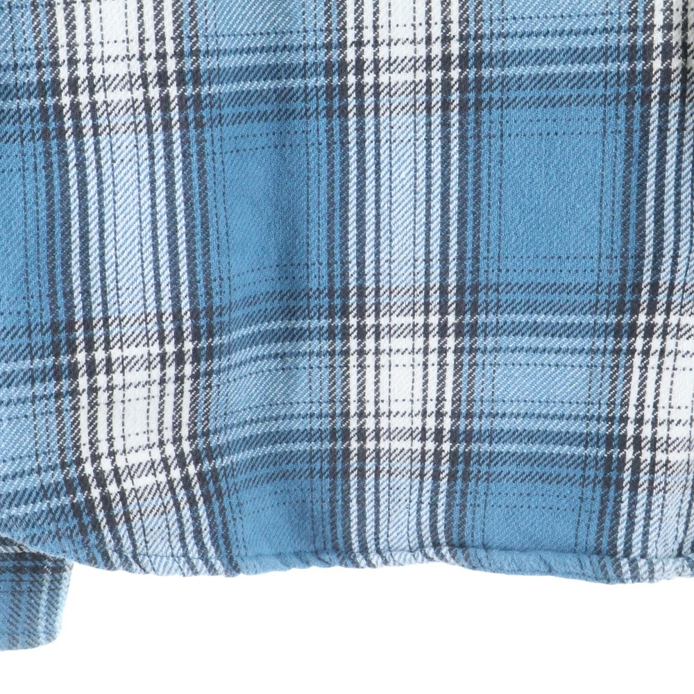 DENIME(ドゥニーム) チェック柄 長袖ウエスタンネルシャツ ブルー