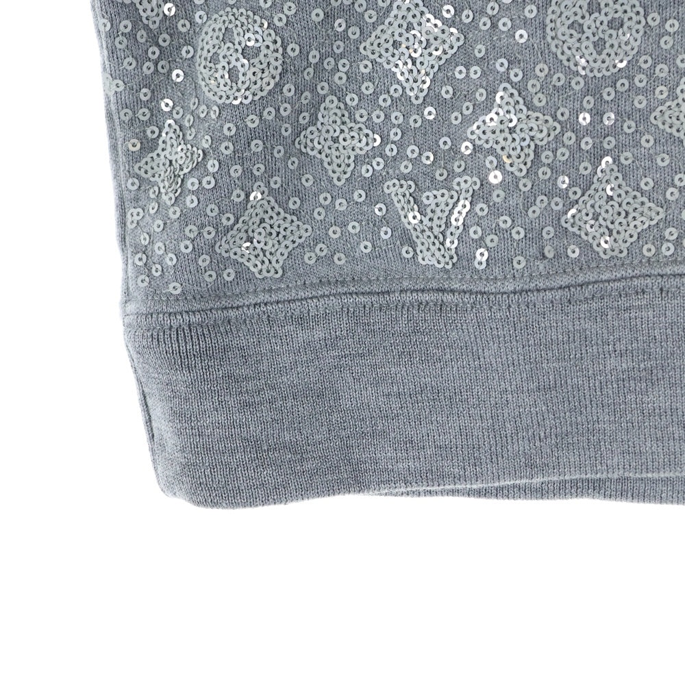 LOUIS VUITTON(ルイヴィトン) モノグラム ビジュウ総柄 クルーネック 半袖ニット カットソー グレー レディース RW141W F5KS17OEL