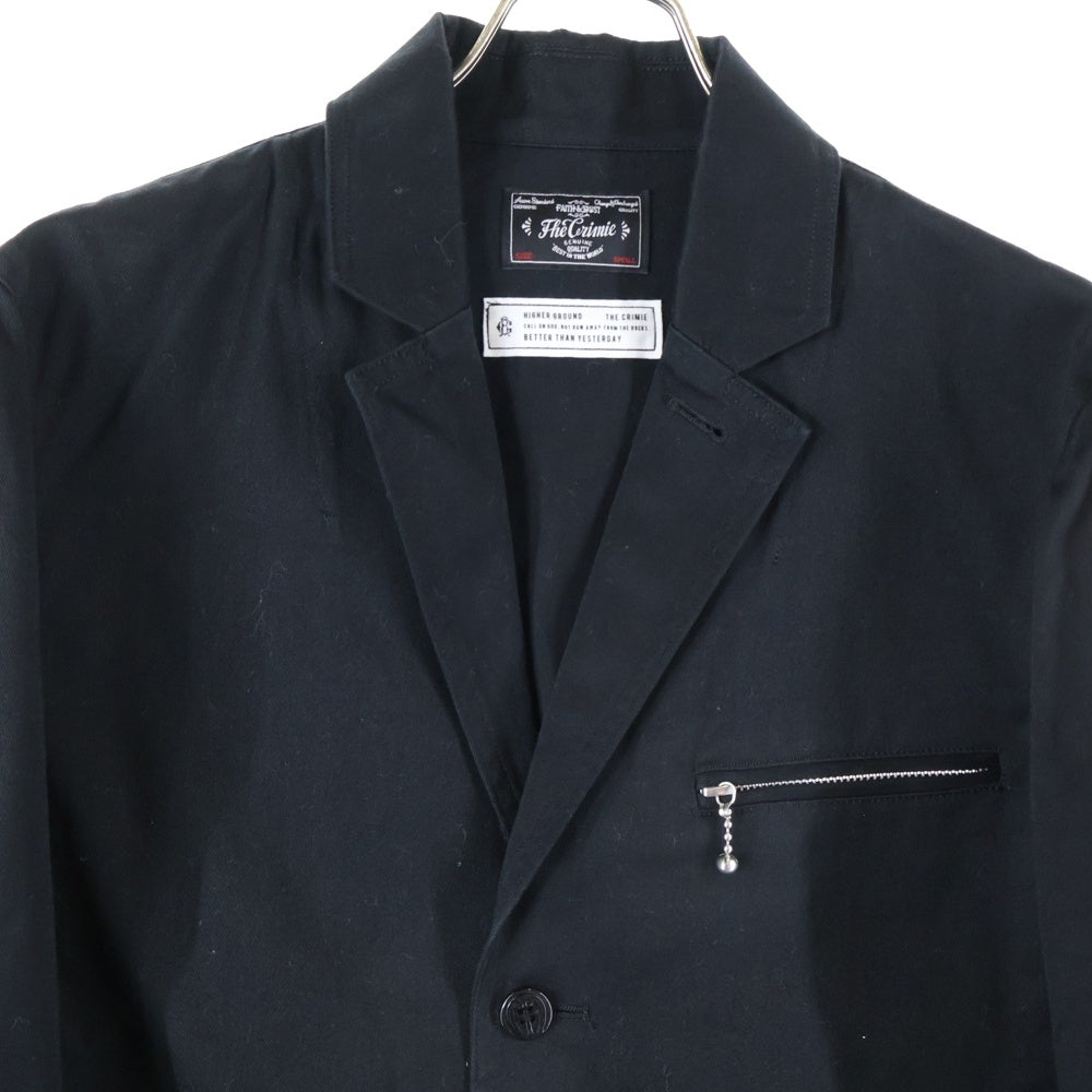 NO BRAND(ノーブランド) CRIMIE クライミー ロゴパッチ ファスナーポケット テーラードジャケット ブラック C1D1-JK07
