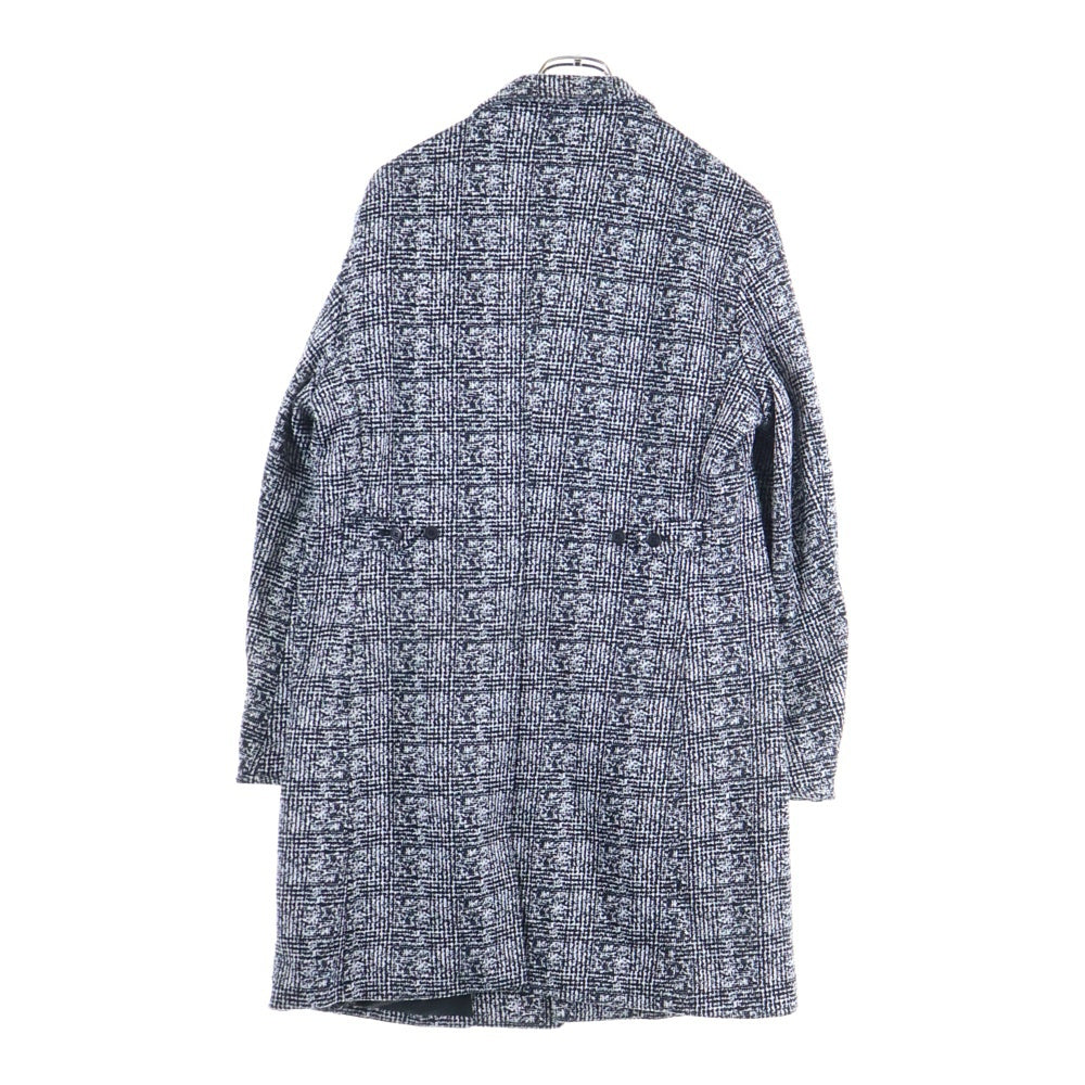 HIDEAWAYS(ハイダウェイ) 格子柄 ステンカラーコート ブラック/ホワイト